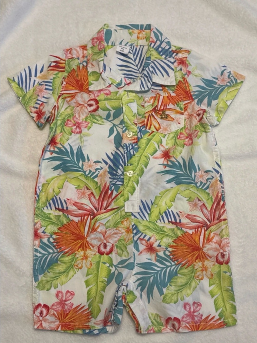 BABY GAP White Tropical Floral Short Romper
